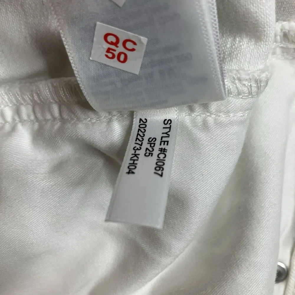 J Crew Shorts Womens 37 Plus White Denim Stacked Button High Rise Stretch CI067